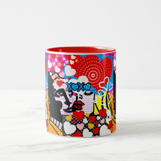 Caneca De Café Em Dois Tons Namorados pop Art (Centro)