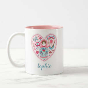 Caneca De Café Em Dois Tons Namorados rosa personalizado