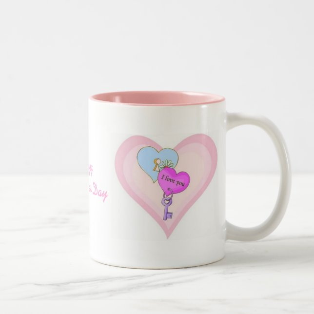 Caneca De Café Em Dois Tons Namorados Rosa Romântico (Direita)