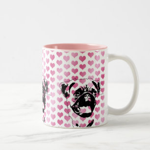 Caneca De Café Em Dois Tons Namorados - silhueta do Pug