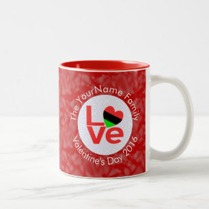 Caneca De Café Em Dois Tons NAMORADOS USA Flag LOVE com Data e Nome