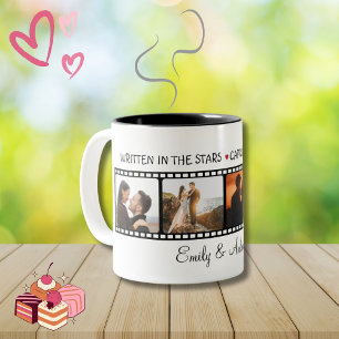 Caneca De Café Em Dois Tons Namorados vintage filme personalizado colagem de f