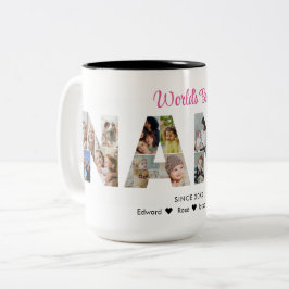 Caneca De Café Em Dois Tons Nana Photo Collage - Letra Cutout Vovó