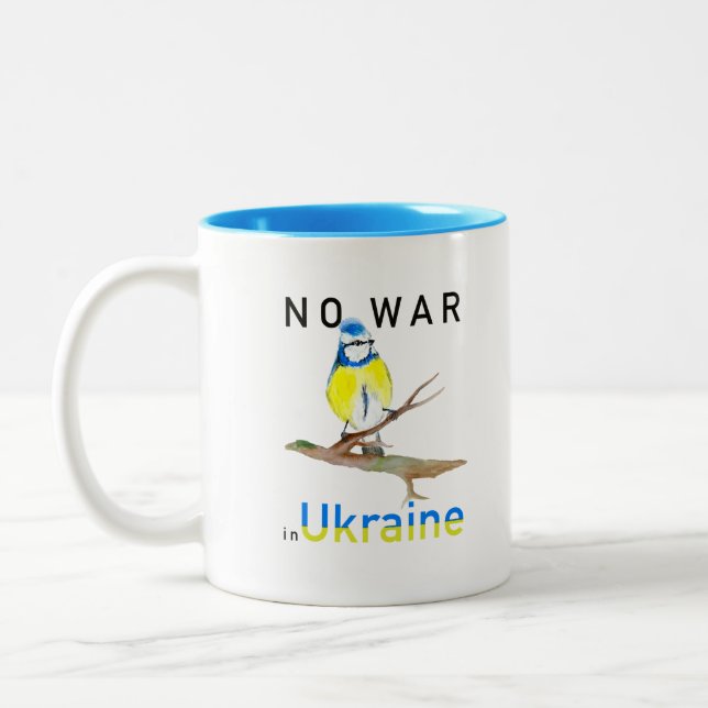 Caneca De Café Em Dois Tons Não à guerra na Ucrânia (Esquerda)