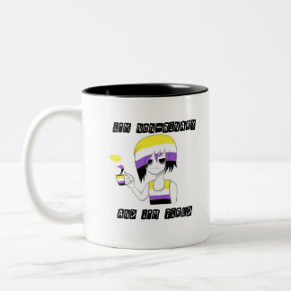 Caneca De Café Em Dois Tons Não-Binário e cansado (mês 2019 do orgulho)