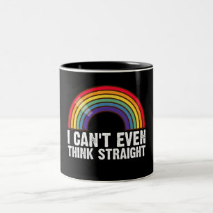 Caneca De Café Em Dois Tons Não consigo nem pensar direito Mês do Orgulho LGBT