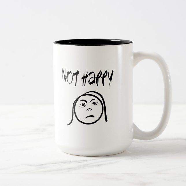 Caneca De Café Em Dois Tons Não é feliz (Direita)