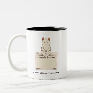 Caneca De Café Em Dois Tons Não é um Demônio é um Daemon Linux Branco Divertid