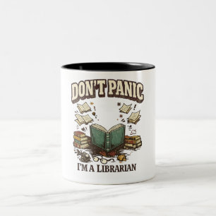 Caneca De Café Em Dois Tons Não Entre em Pânico Sou Bibliotecário Design de Li