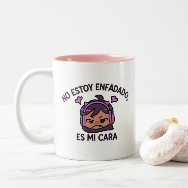 Caneca De Café Em Dois Tons Não Estou Irritado, É Só Meu Rosto (Com Donut)