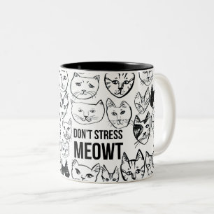 Caneca De Café Em Dois Tons Não force o gato engraçado de Meowt