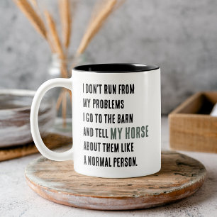 Caneca De Café Em Dois Tons Não Fuja Dos Meus Problemas Cavalo