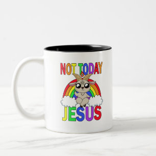 Caneca De Café Em Dois Tons Não hoje Jesus