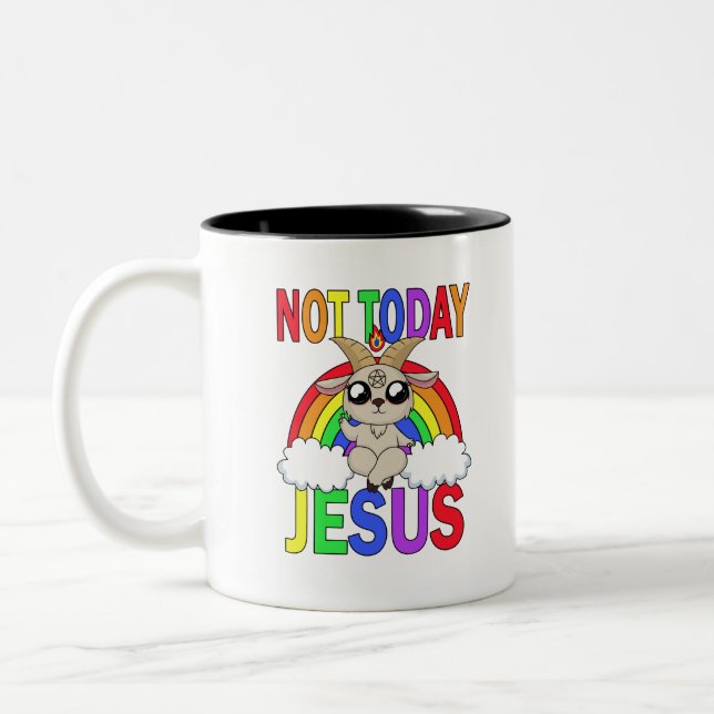 Caneca De Café Em Dois Tons Não hoje Jesus (Esquerda)
