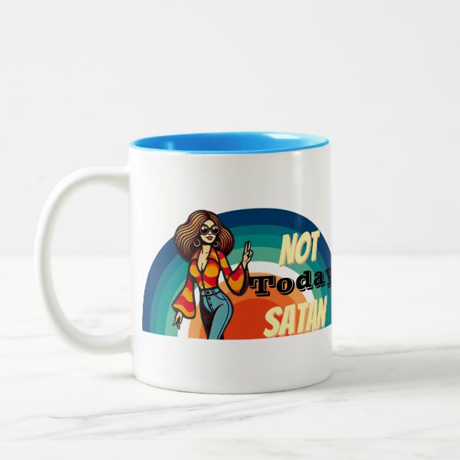 Caneca De Café Em Dois Tons Não hoje Satã (Esquerda)