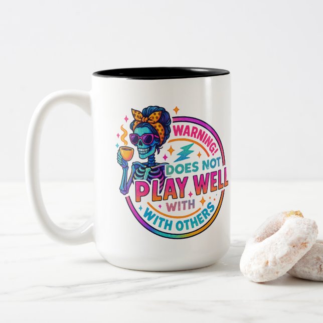Caneca De Café Em Dois Tons Não Joga Bem... (Com Donut)