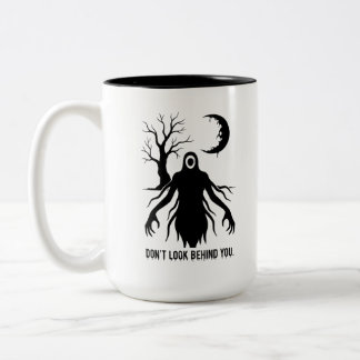 Caneca De Café Em Dois Tons Não olhe atrás de você, Halloween Mug - Fantasma L