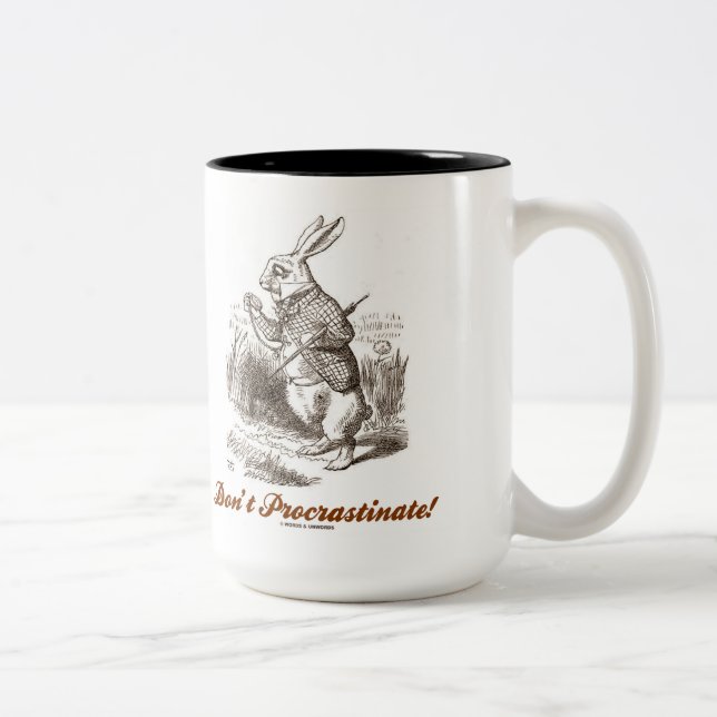 Caneca De Café Em Dois Tons Não procrastinem! Wonderland White Rabbit Watch (Direita)