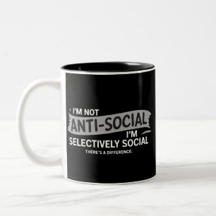 Caneca De Café Em Dois Tons Não sou antissocial, sou seletivamente social engr