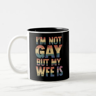 Caneca De Café Em Dois Tons Não sou gay, mas minha esposa é LGBT Casamento Arc