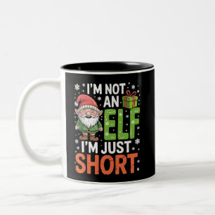 Caneca De Café Em Dois Tons Não sou um elfo, apenas baixo, Natal engraçado
