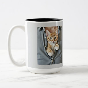 Caneca De Café Em Dois Tons Não Toque, Incrível Pai de Gato, 
