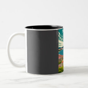 Caneca De Café Em Dois Tons Nápoles Itália Vintage Viagem de Retro Mínimo Colo