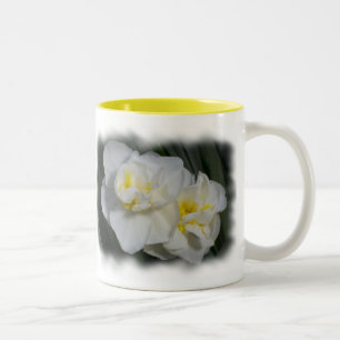Caneca De Café Em Dois Tons Narciso Branco Daffodil
