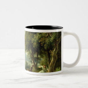 Caneca De Café Em Dois Tons Narciso que admira sua reflexão