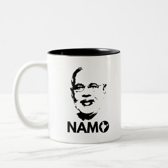Caneca De Café Em Dois Tons Narendra Modi enfrenta Namo outra vez India 2019 (Esquerda)