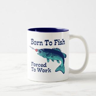 Caneca De Café Em Dois Tons Nascer A Peixe Forçado A Trabalhar