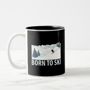 Caneca De Café Em Dois Tons Nascer aos esportes de inverno de Esqui