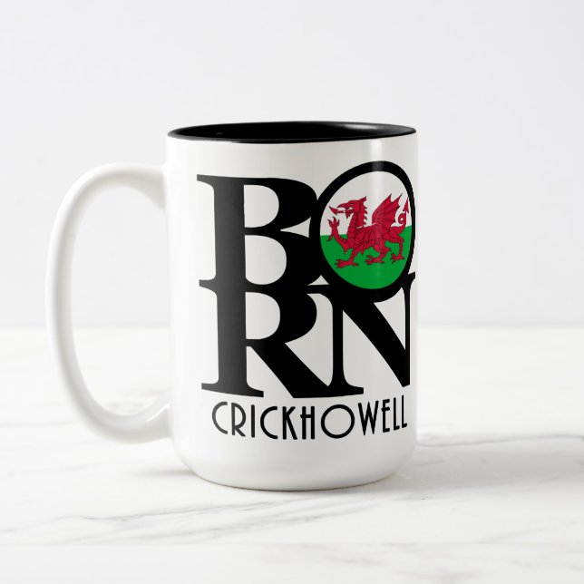 Caneca De Café Em Dois Tons NASCER Crickhowell Wales 15oz (Esquerda)
