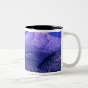 Caneca De Café Em Dois Tons Nascer da lua sobre o Mt Hood inverno, Oregon