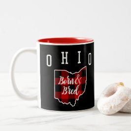 Caneca De Café Em Dois Tons Nascer de Ohio e país vermelho produzido da xadrez