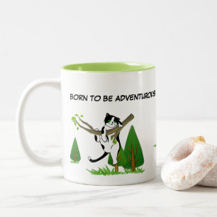 Caneca De Café Em Dois Tons Nascer De Ser Uma Árvore De Gatos Aventurados Muda