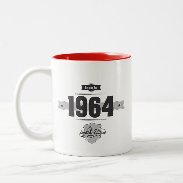 Caneca De Café Em Dois Tons Nascer em 1964 (Dark&Lightgrey) (Esquerda)