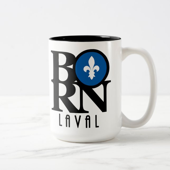 Caneca De Café Em Dois Tons NASCER Laval Quebec 15oz (Direita)