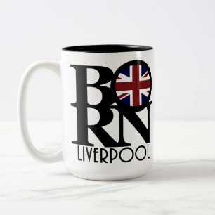 Caneca De Café Em Dois Tons NASCER Liverpool England (UK Flag) 15oz