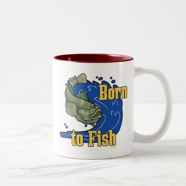 Caneca De Café Em Dois Tons Nascer para pescar Camisa (Direita)