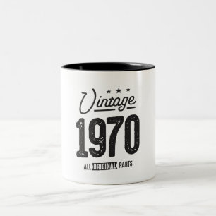 Caneca De Café Em Dois Tons Nascer Vintage em 1970 - 52º Aniversário Retro Cla
