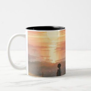 Caneca De Café Em Dois Tons Nasceres do sol e pôrs do sol a obra-prima diária