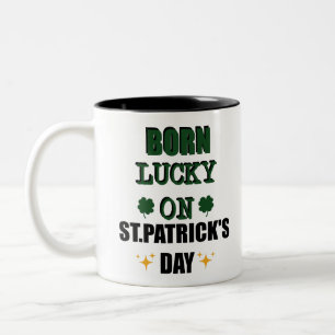 Caneca De Café Em Dois Tons Nascido com Sorte no Dia de São Patrício Camisa en