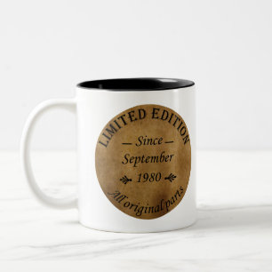 Caneca De Café Em Dois Tons Nascido em setembro de 1980 aniversário vintage
