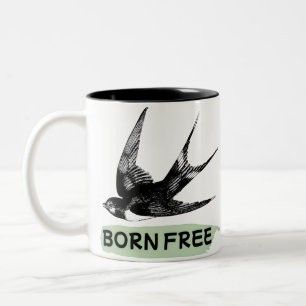 Caneca De Café Em Dois Tons Nascido Livre Andorinha Pássaro Liberdade Natureza