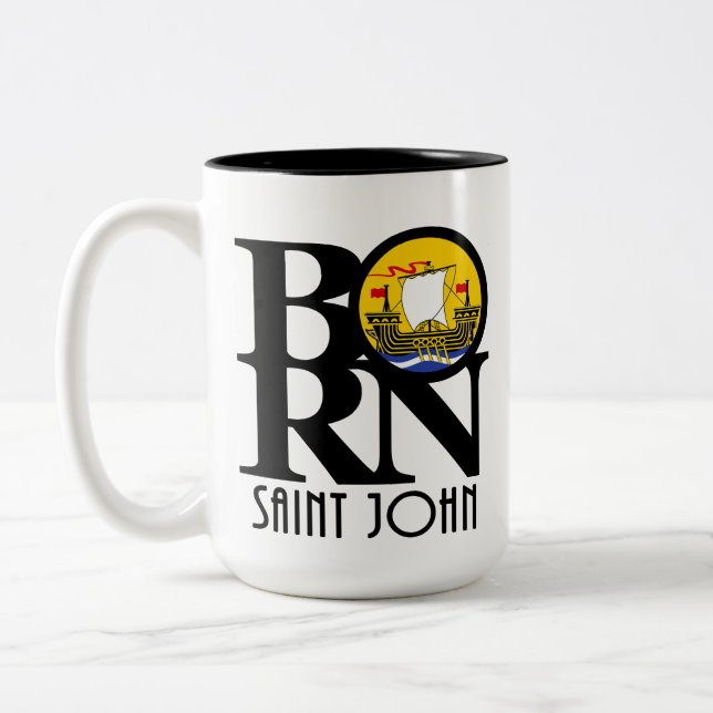 Caneca De Café Em Dois Tons NASCIDO Saint John 15oz (Esquerda)