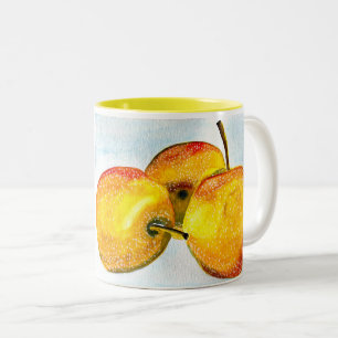 Caneca De Café Em Dois Tons Nashi pera fruta de aquarela amarela