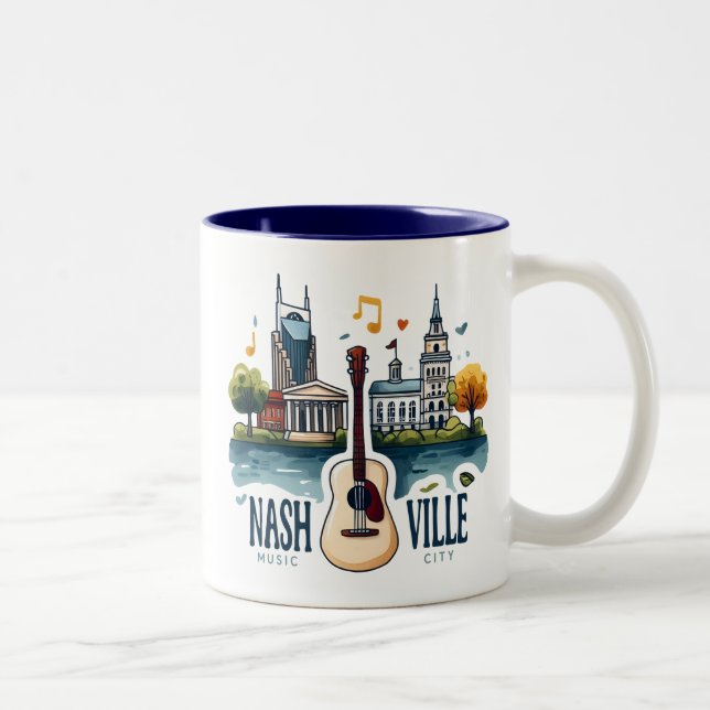 Caneca De Café Em Dois Tons Nashville Tennessee Music City (Direita)