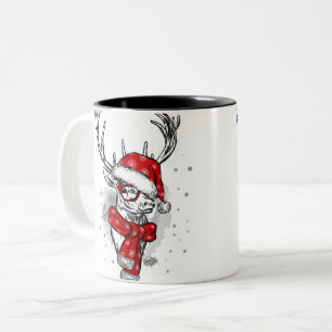 Caneca De Café Em Dois Tons Natais vintages