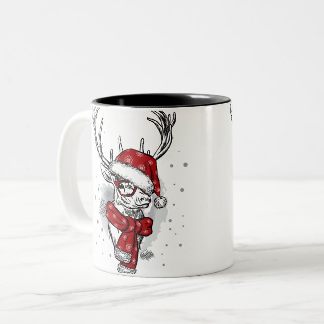 Caneca De Café Em Dois Tons Natais vintages (Frente Esquerda)